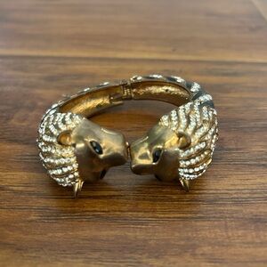 Vintage Lion Gem Cuff Bracelet